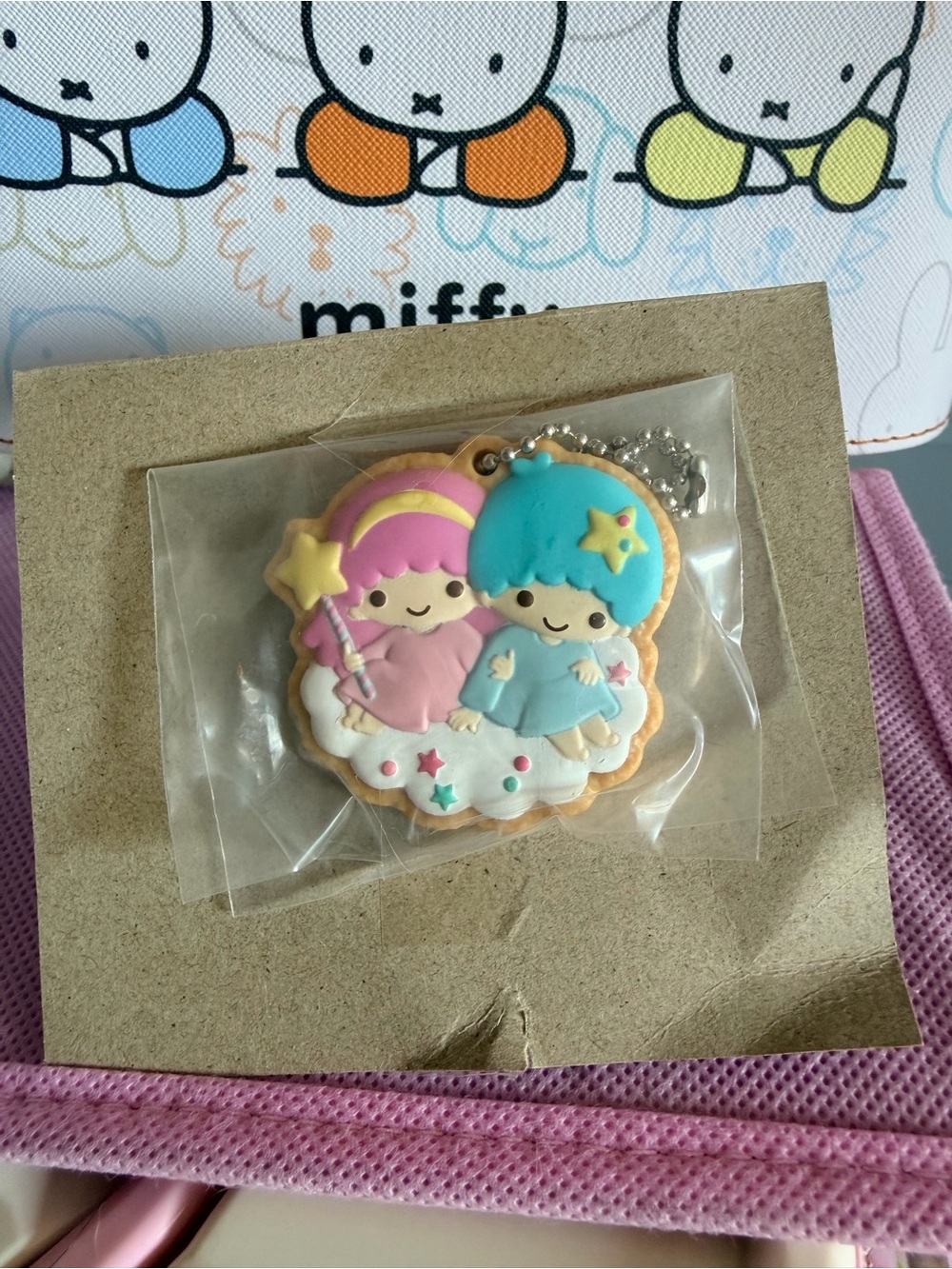 Sanrio Little Twin Stars Pink & Blue Cloud Cookie Keychain Charm